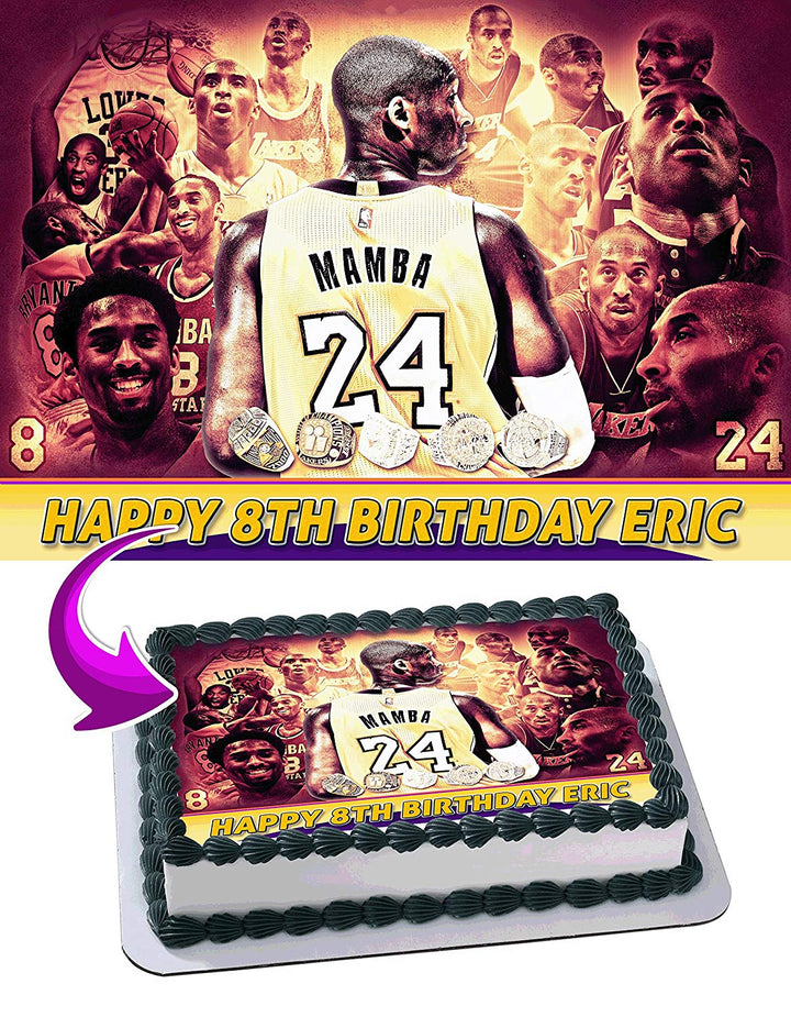 Kobe Bryant NBA 24 8 Los Angeles Lakers Edible Cake Toppers