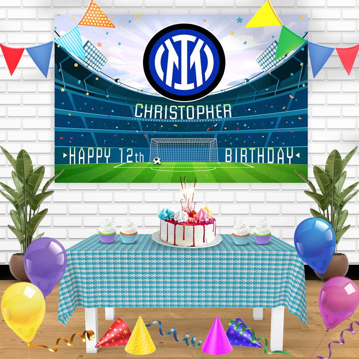 Inter Milan Birthday Banner Personalized Party Backdrop Decoration