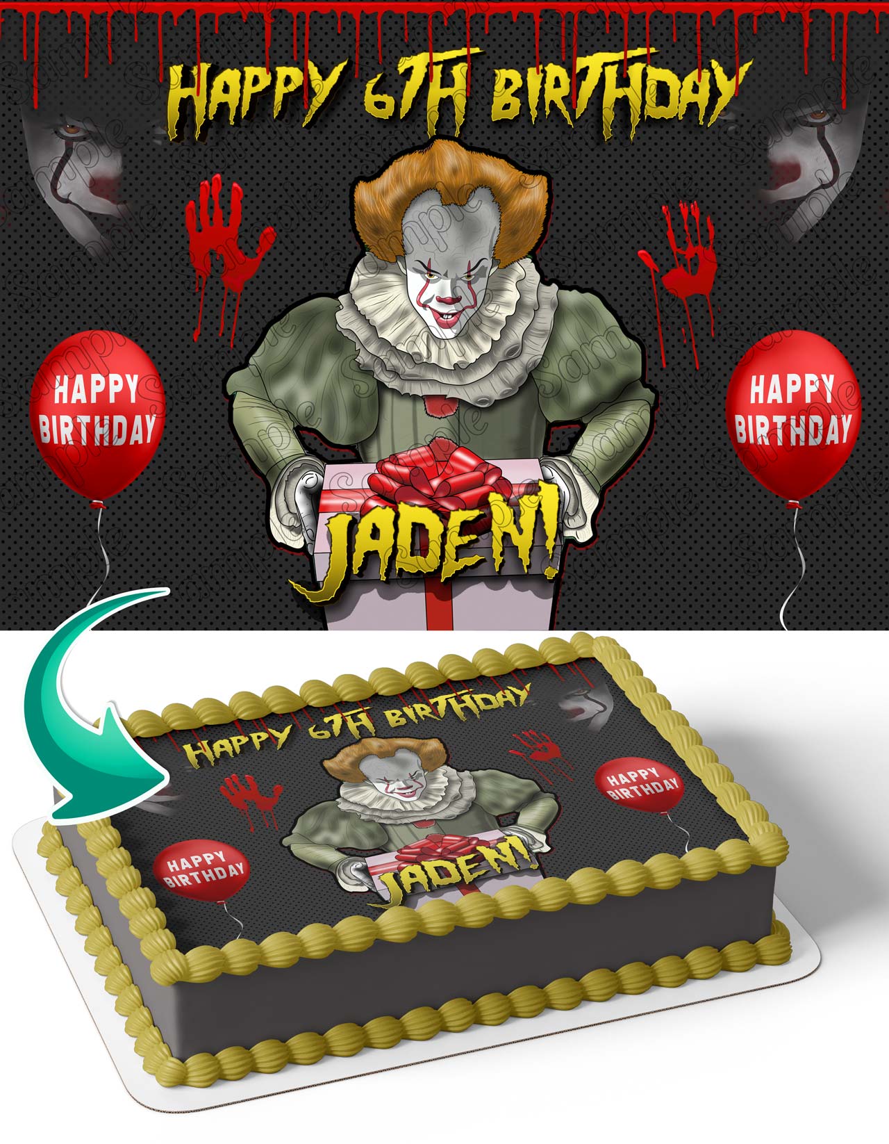 Personalized Pennywise Cake Topper for Spooky Birthday Celebrations