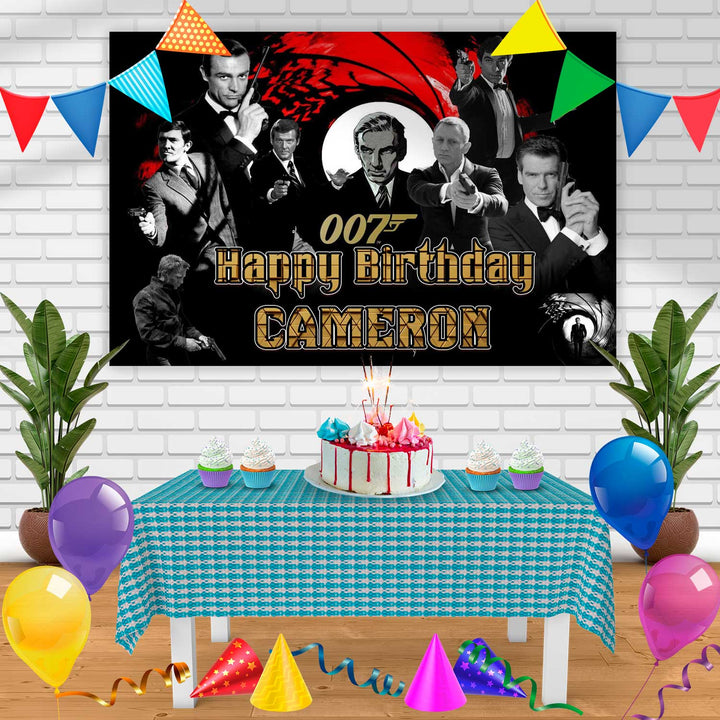 James Bond Birthday Banner Personalized Party Backdrop Decoration