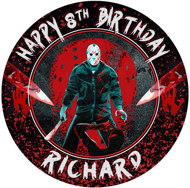 Jason Voorhees Edible Cake Toppers Round
