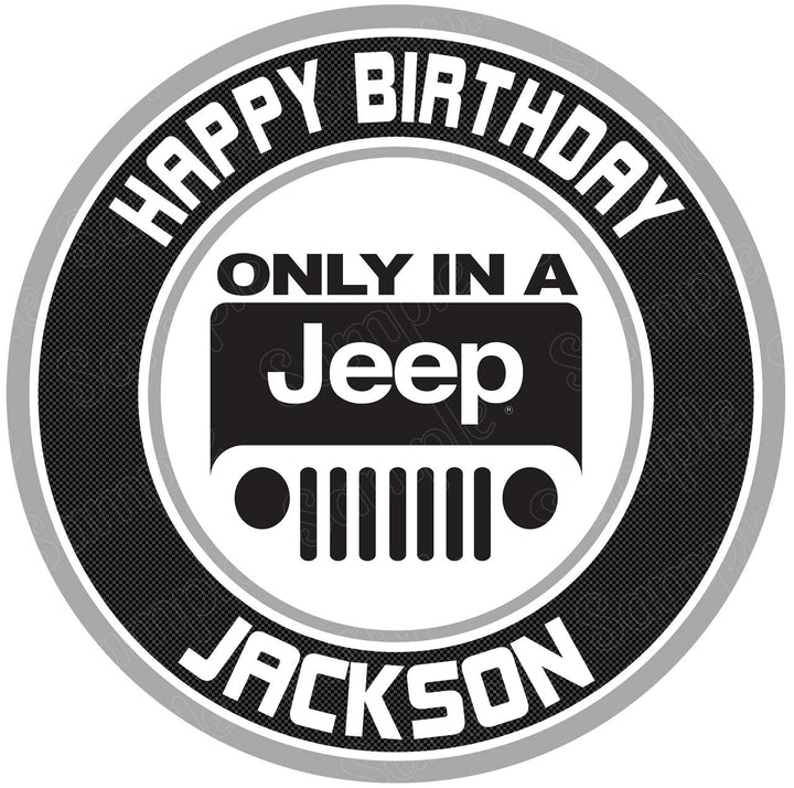 Jeep Wrangler Rubicon Gladiator Edible Cake Toppers Round