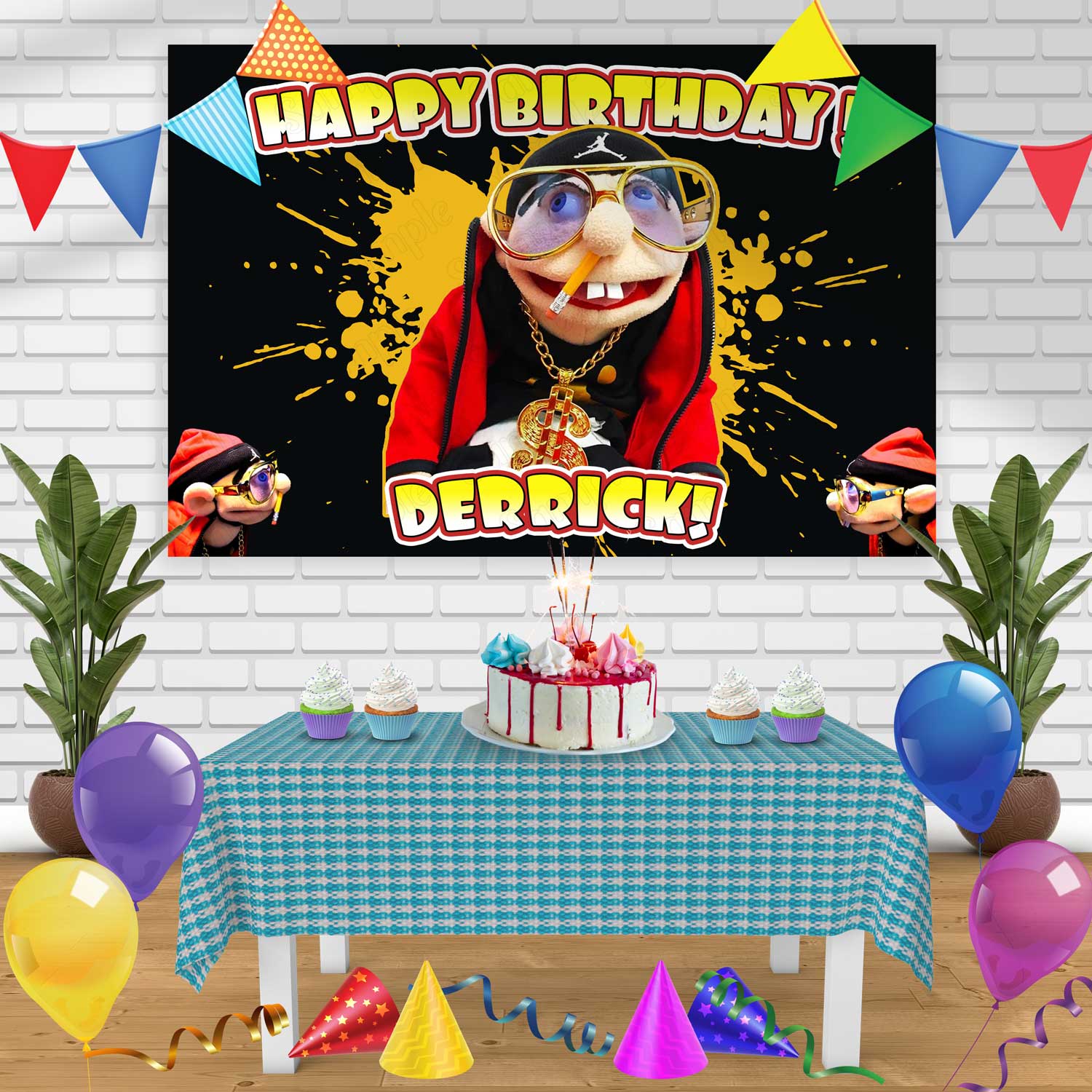 Jeffy Sml The Rapper Birthday Banner Personalized Party Backdrop Decor