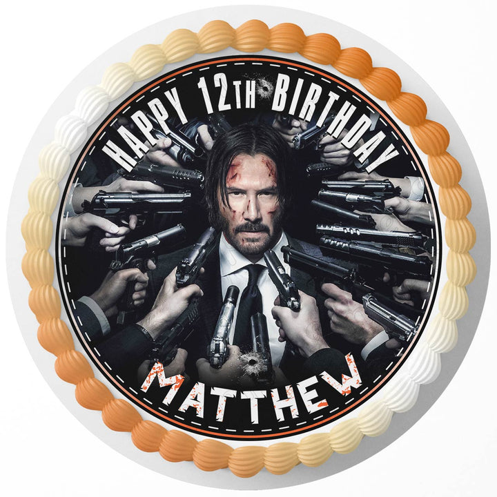 John Wick Chapter 4 Edible Cake Toppers Round