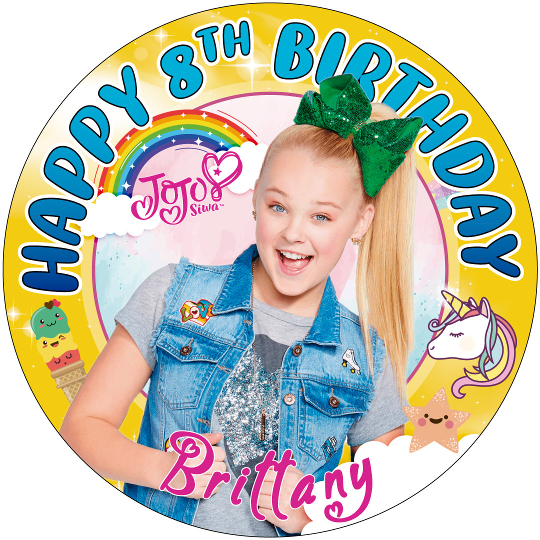 JoJo Siwa B Edible Cake Toppers Round – Ediblecakeimage