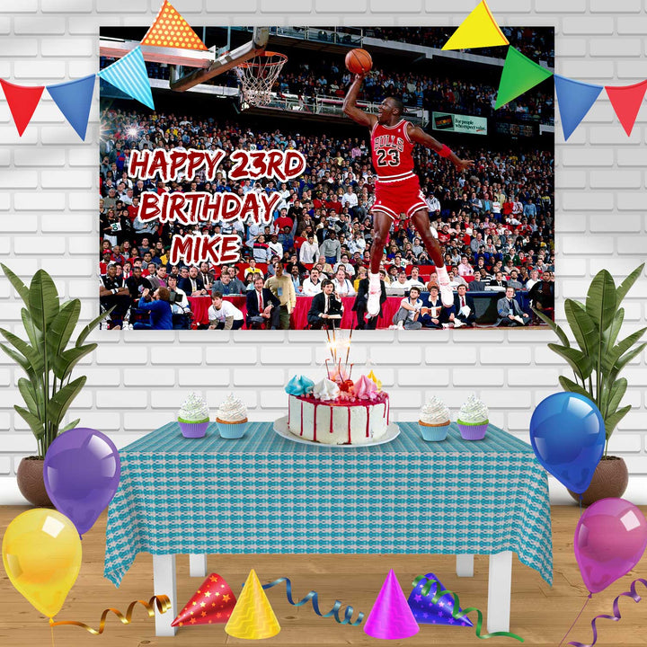 Jordan Birthday Banner Personalized Party Backdrop Decoration
