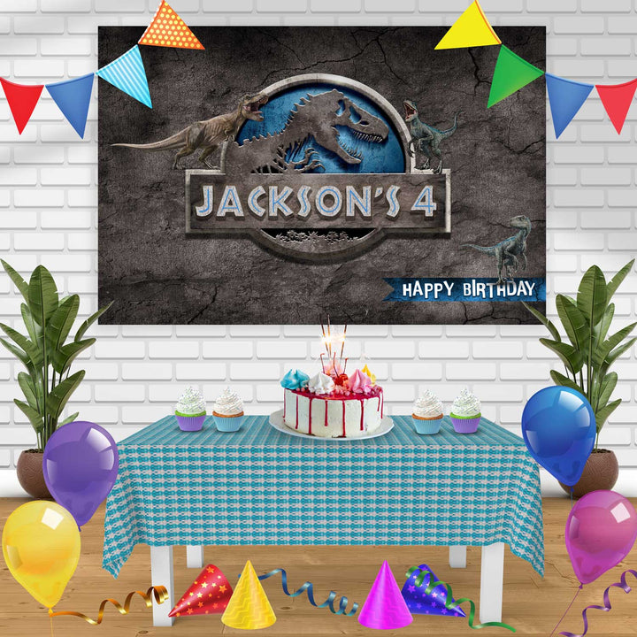 Jurassic 3 Birthday Banner Personalized Party Backdrop Decoration