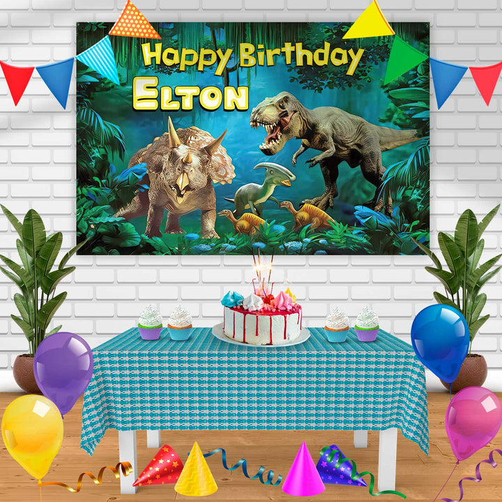 Jurassic World Dino Birthday Banner Personalized Party Backdrop Decoration
