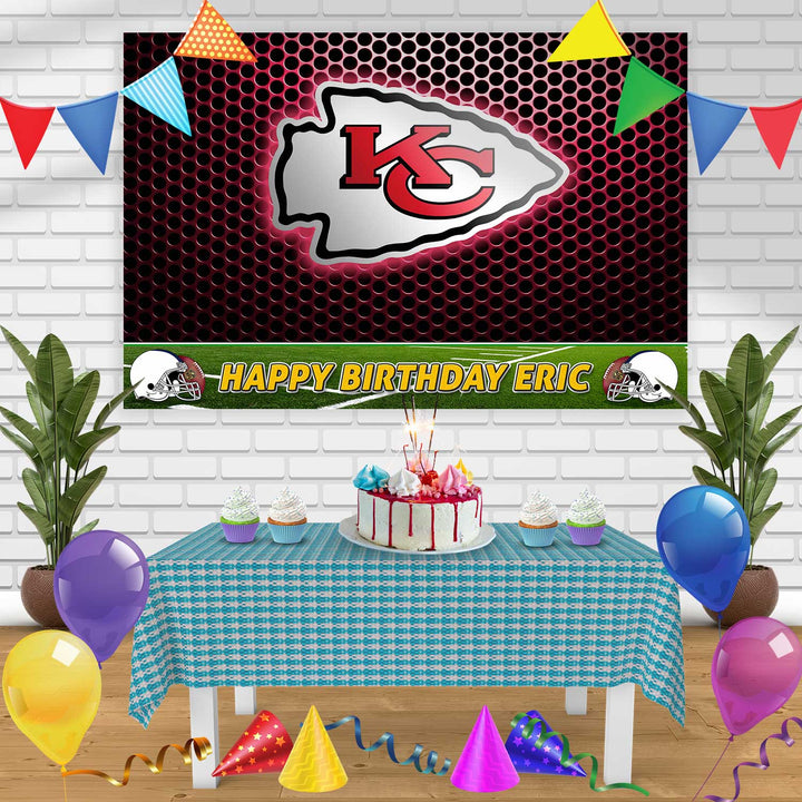 Kansas City Chiefs Birthday Banner Personalized Party Backdrop Decoration