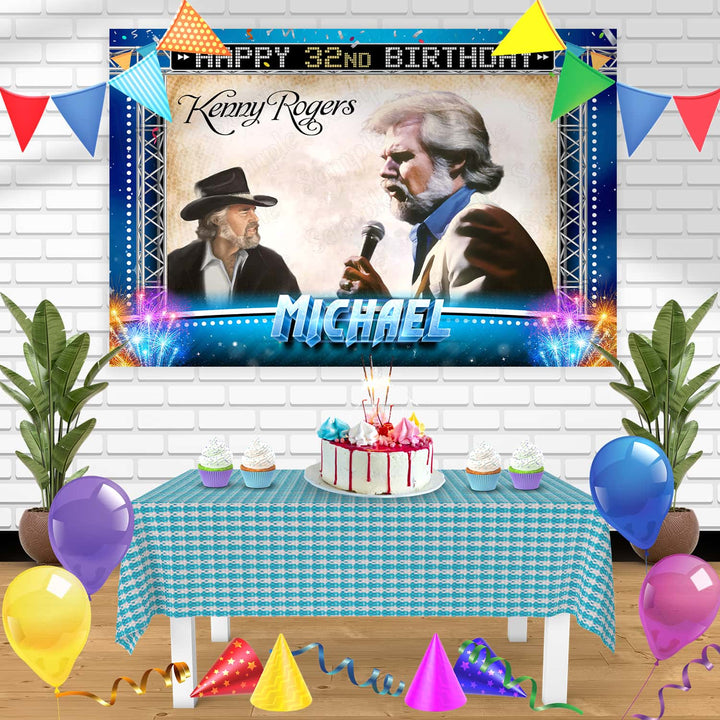 Kenny Rogers Singer Birthday Banner Personalized Party Backdrop Decoration