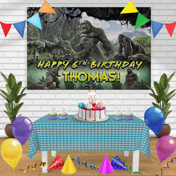 King Kong Godzilla Birthday Banner Personalized Party Backdrop Decoration