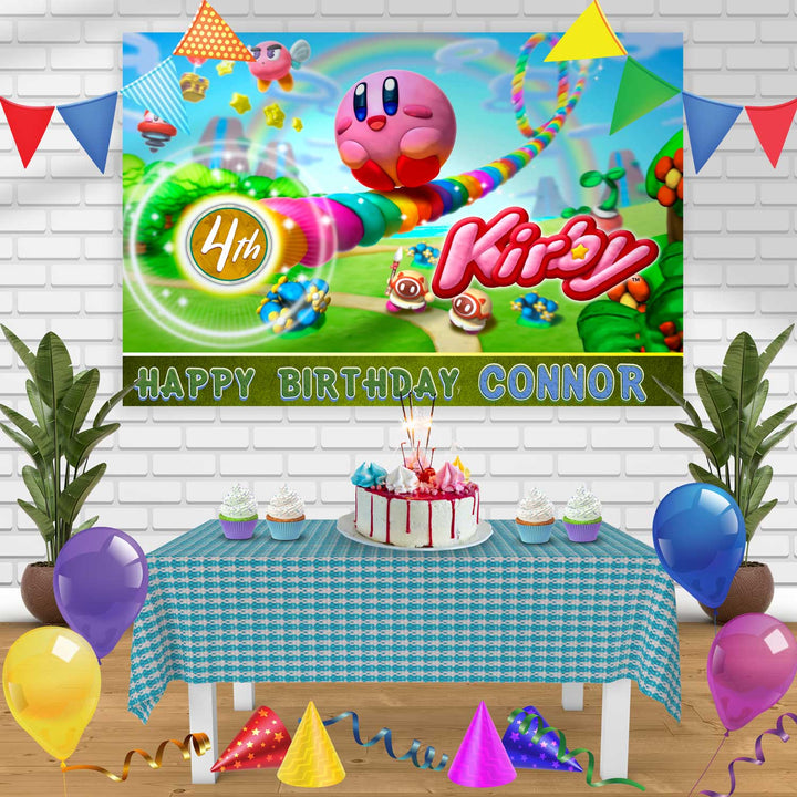 kirby 2 Birthday Banner Personalized Party Backdrop Decoration
