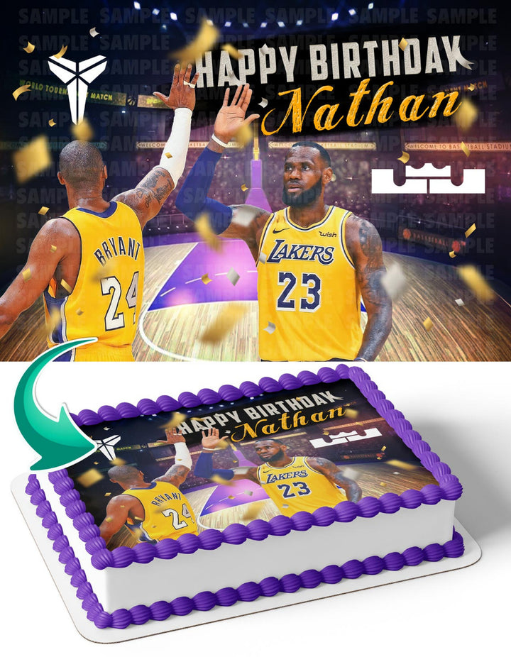 Kobe Bryant Lebron James Lakers Edible Cake Toppers