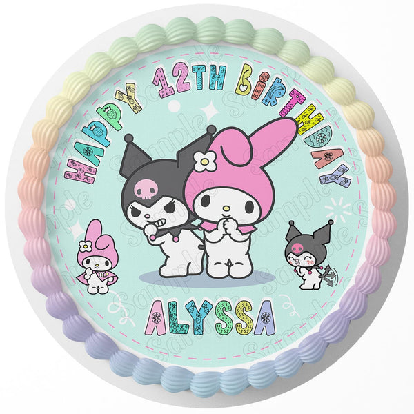 Kuromi and My Melody Hello Kitty Rd Edible Cake Toppers Round