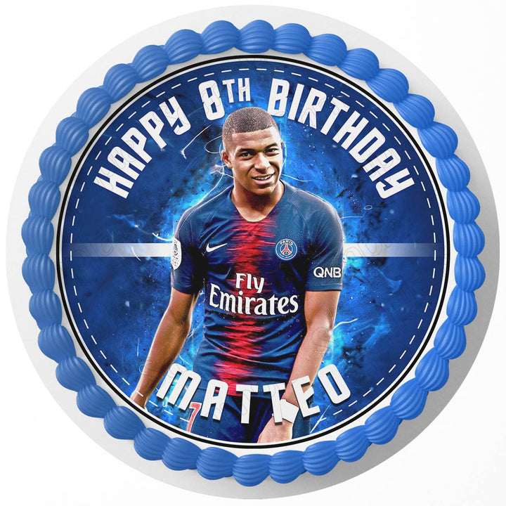 Kylian Mbappe PSG Rd Edible Cake Toppers Round