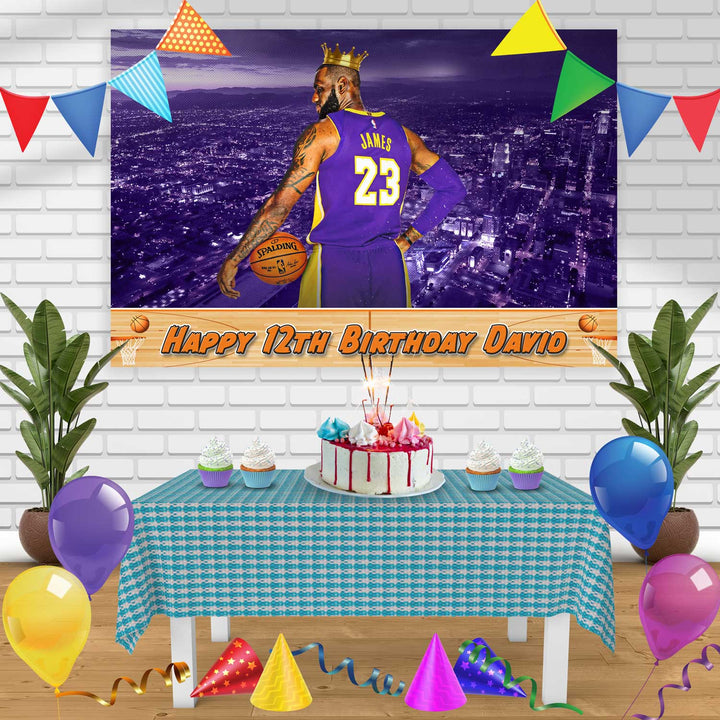 Lebron James Lakers Birthday Banner Personalized Party Backdrop Decoration