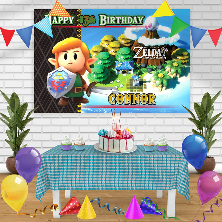 Legend of Zelda Links Awakening Birthday Banner Personalized Party Backdrop Decoration