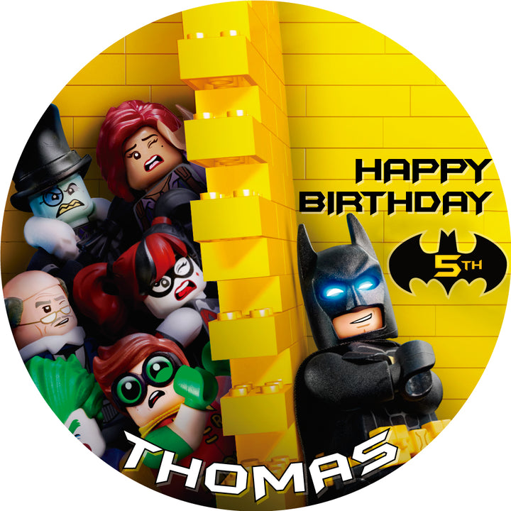 Lego Batman B Edible Cake Toppers Round