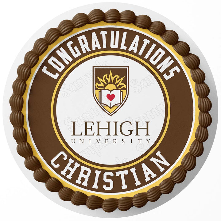 Lehigh University Edible Cake Toppers Round