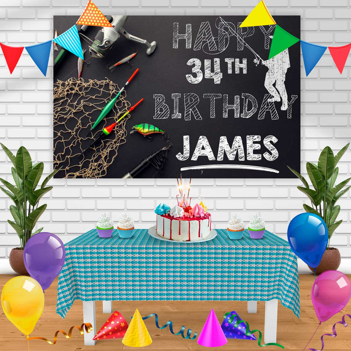 Lets Go Fishing Birthday Banner Personalized Party Backdrop