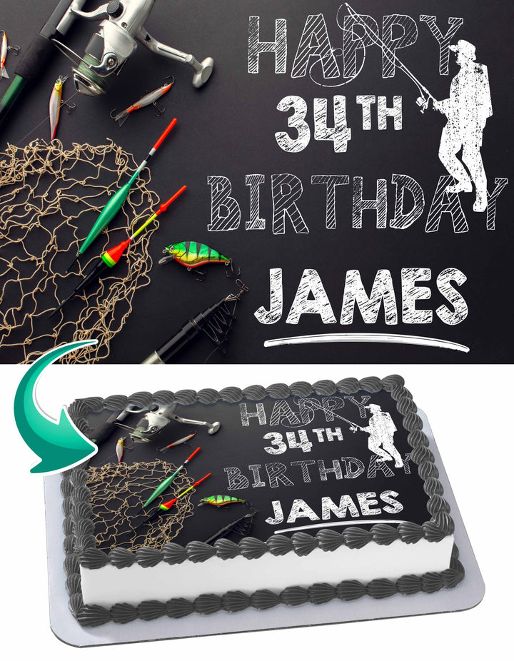 Lets Go Fishing Fish Edible Image Cake Topper Personalized Birthday Sheet  Decoration Custom Party Frosting Transfer Fondant