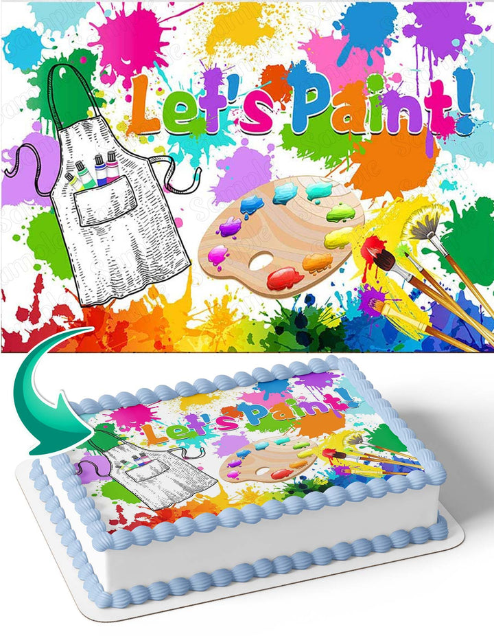 Lets Paint Splash Painting Art Edible Cake Toppers