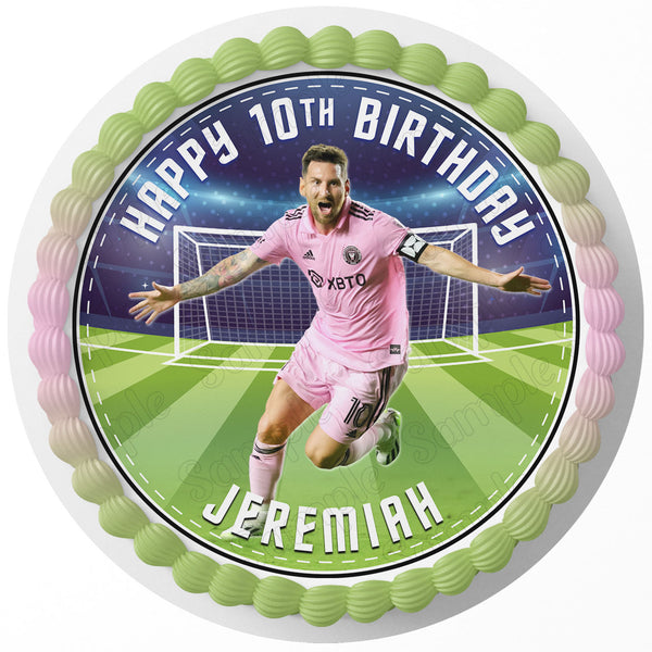 Lionel Messi Inter Miami FC Rd Edible Cake Toppers Round