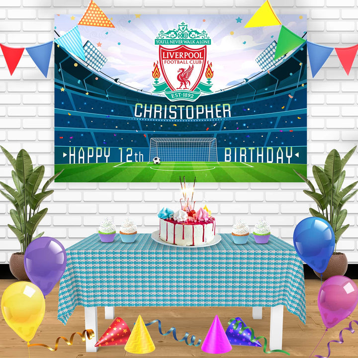 Liverpool FC Birthday Banner Personalized Party Backdrop Decoration