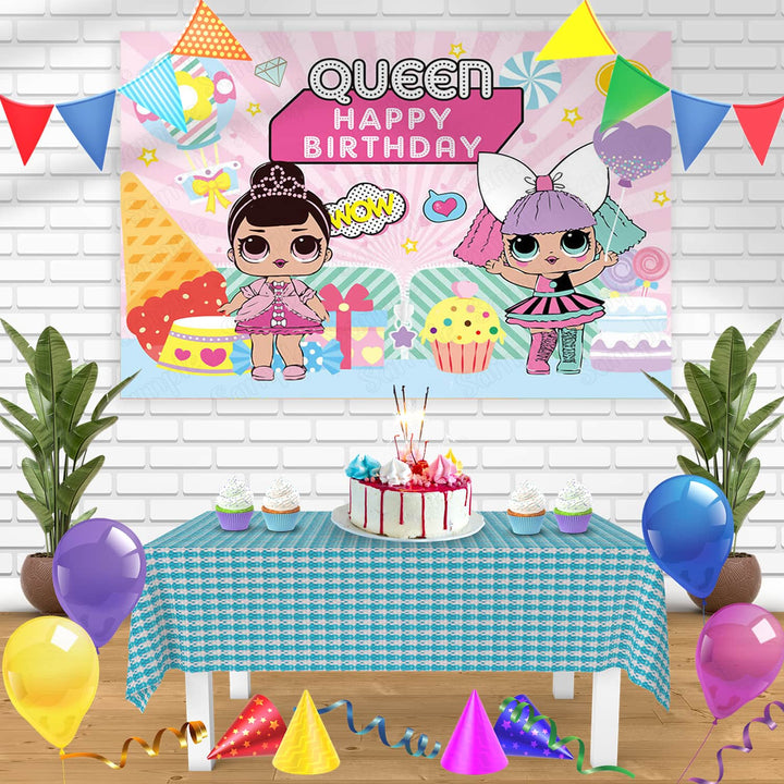 LOL Surprise Queen Bn Birthday Banner Personalized Party Backdrop Decoration