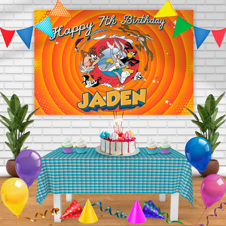 Looney Tunes Bugs Bunny Birthday Banner Personalized Party Backdrop Decoration