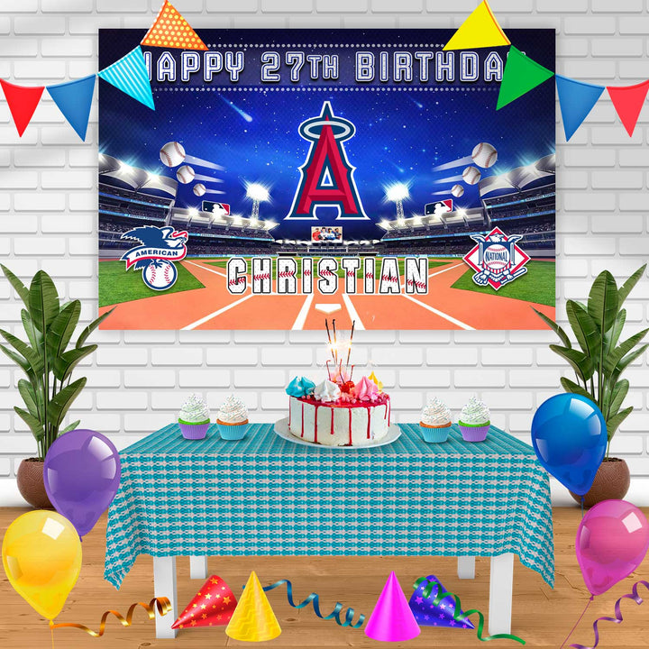 Los Angeles Angels Birthday Banner Personalized Party Backdrop Decoration