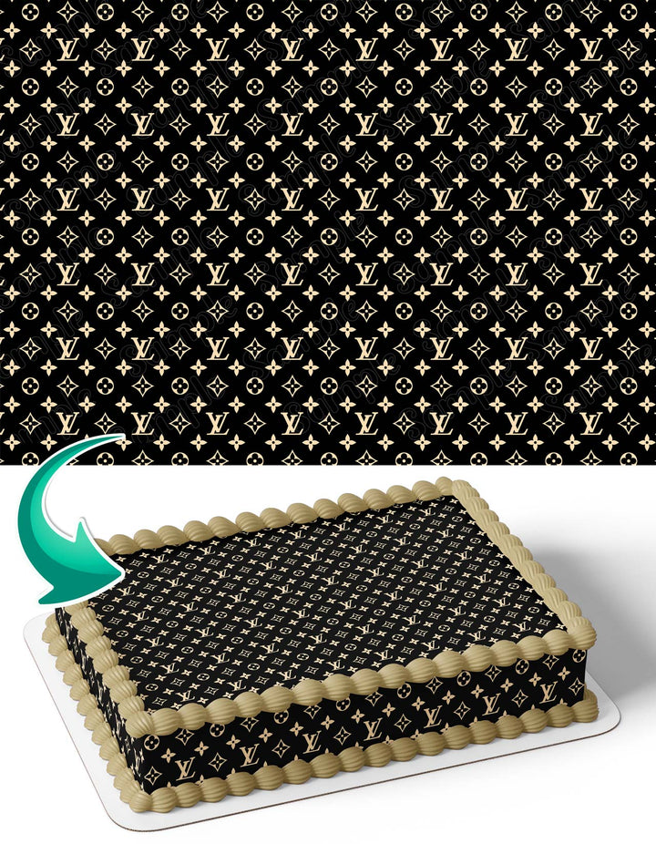 Louis Vuitton Black Tan Beige Wrap Edible Image Cake Topper Personalized  Birthday Sheet Decoration Custom Party Frosting Transfer Fondant