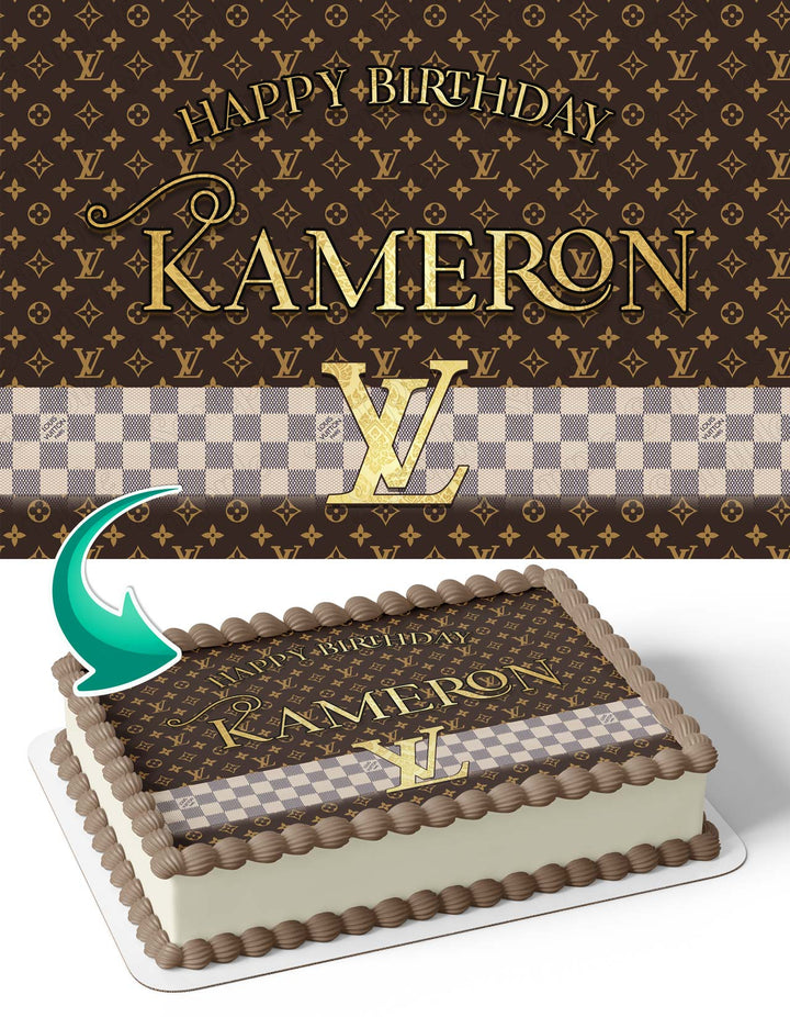 Louis Vuitton Birthday Cake with Edible Handbag Cake Toppers