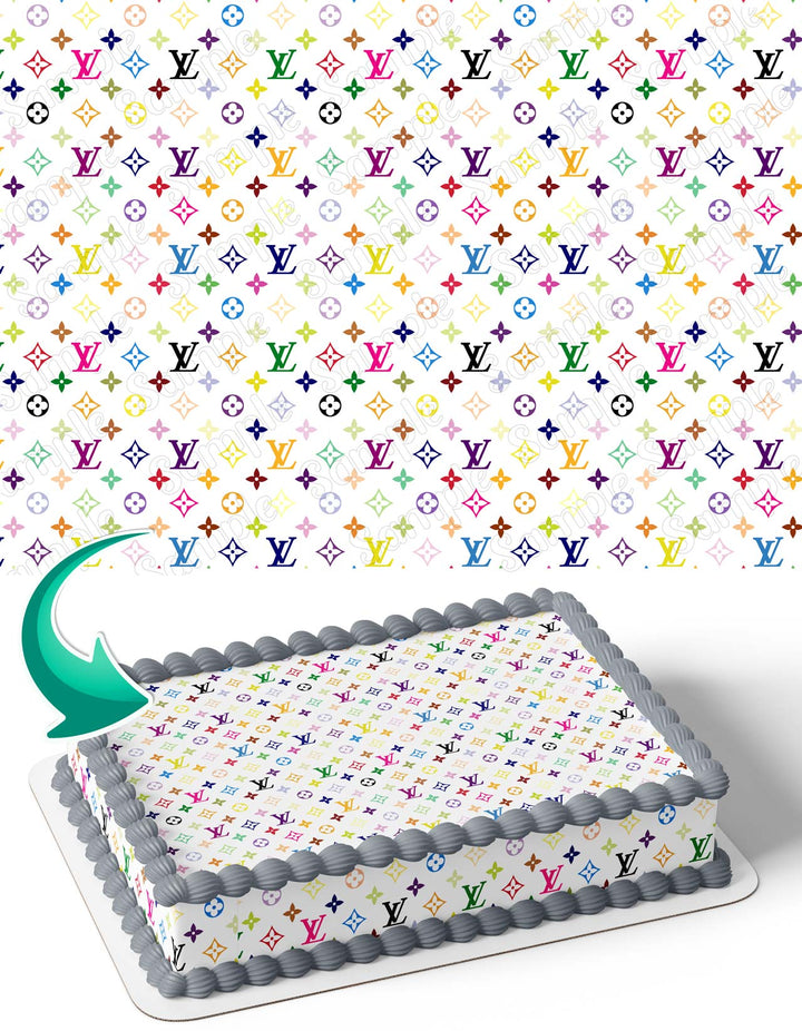 Louis Vuitton Patterns Layout MultiColor Edible Cake Toppers