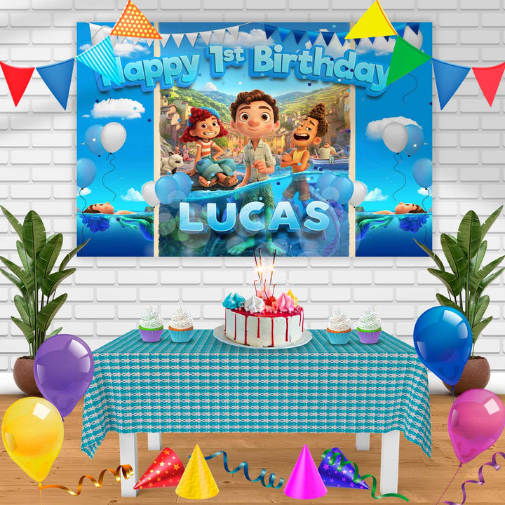 Luca Disney Pixar Birthday Banner Personalized Party Backdrop