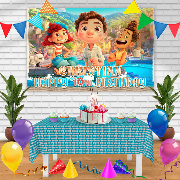 Luca Movie Th Birthday Banner Personalized Party Backdrop Decoration