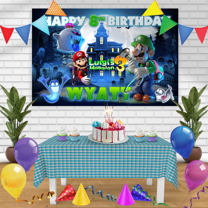 LUIGI MANSION 3 Birthday Banner Personalized Party Backdrop Decoration