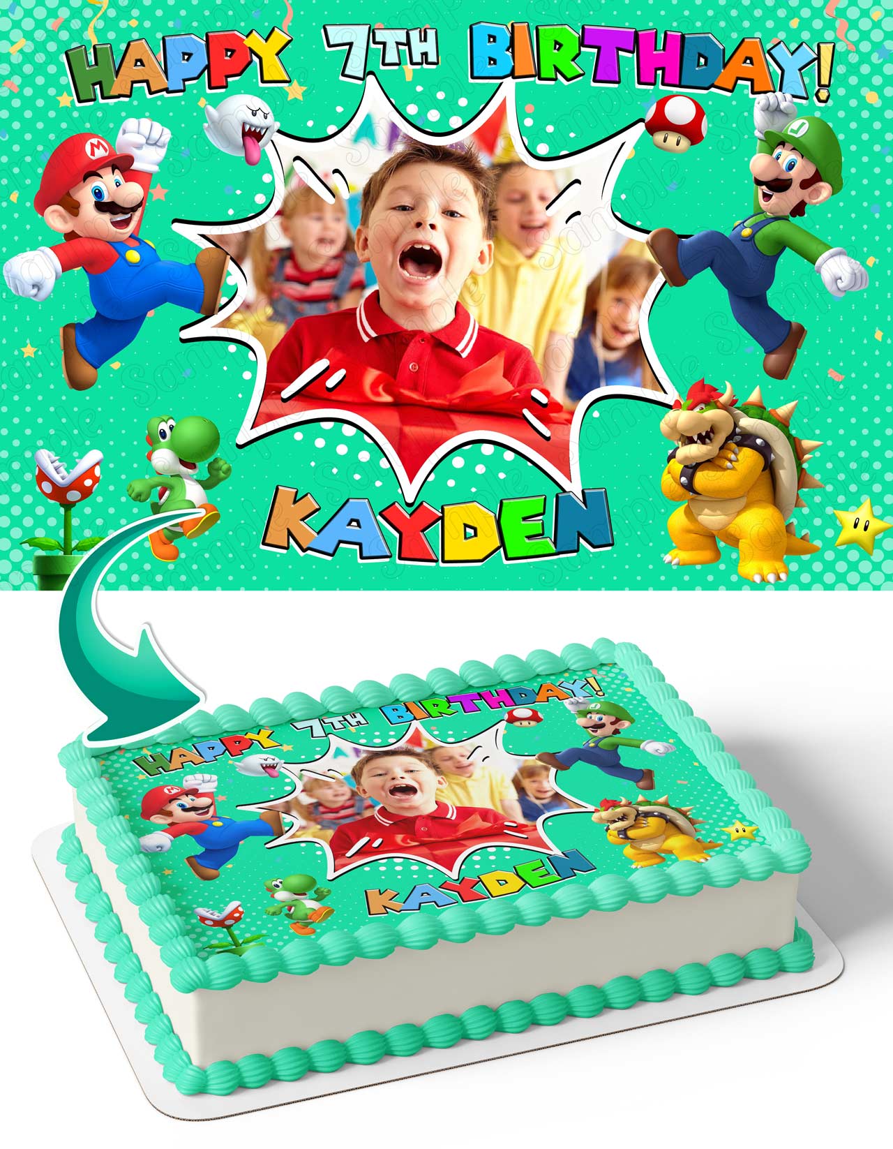 Mario Bowser Luigi Photo Frame Edible Cake Topper Image – Ediblecakeimage