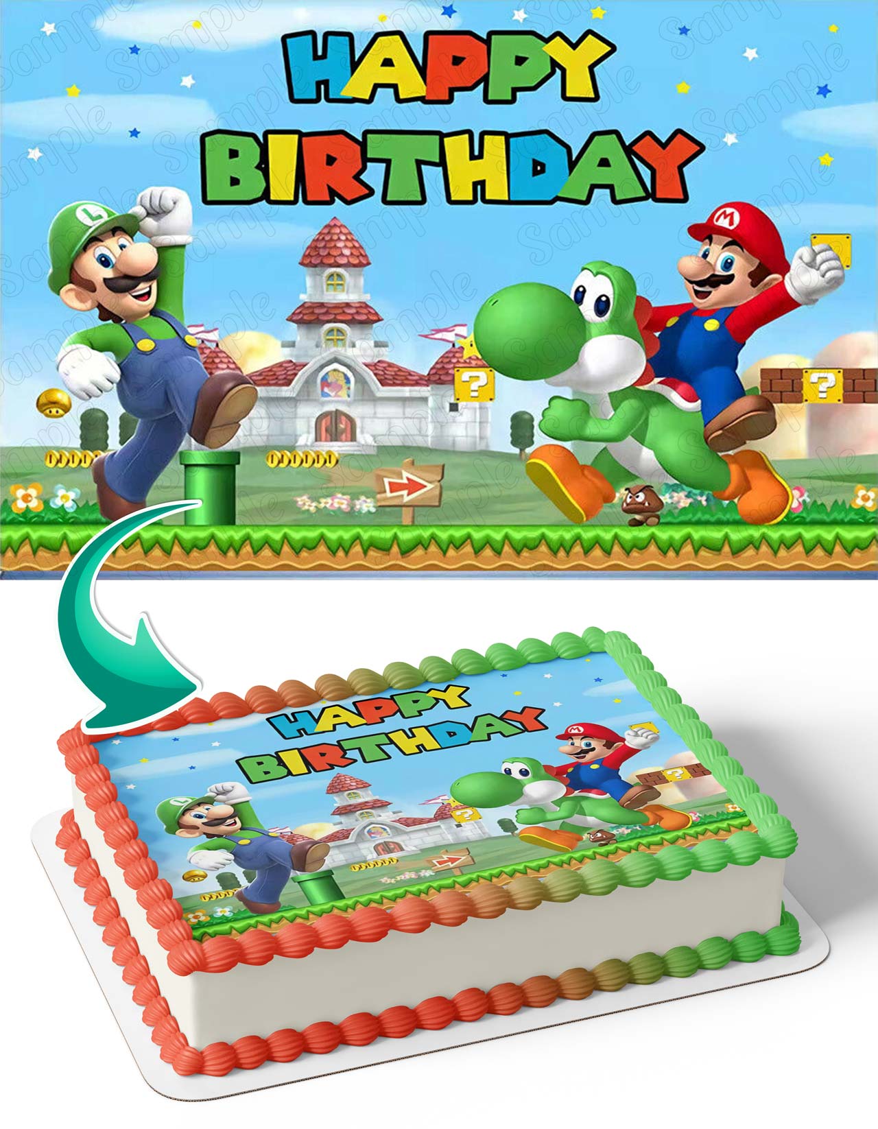 Mario Bros Luigi Castle Edible Cake Toppers – Ediblecakeimage