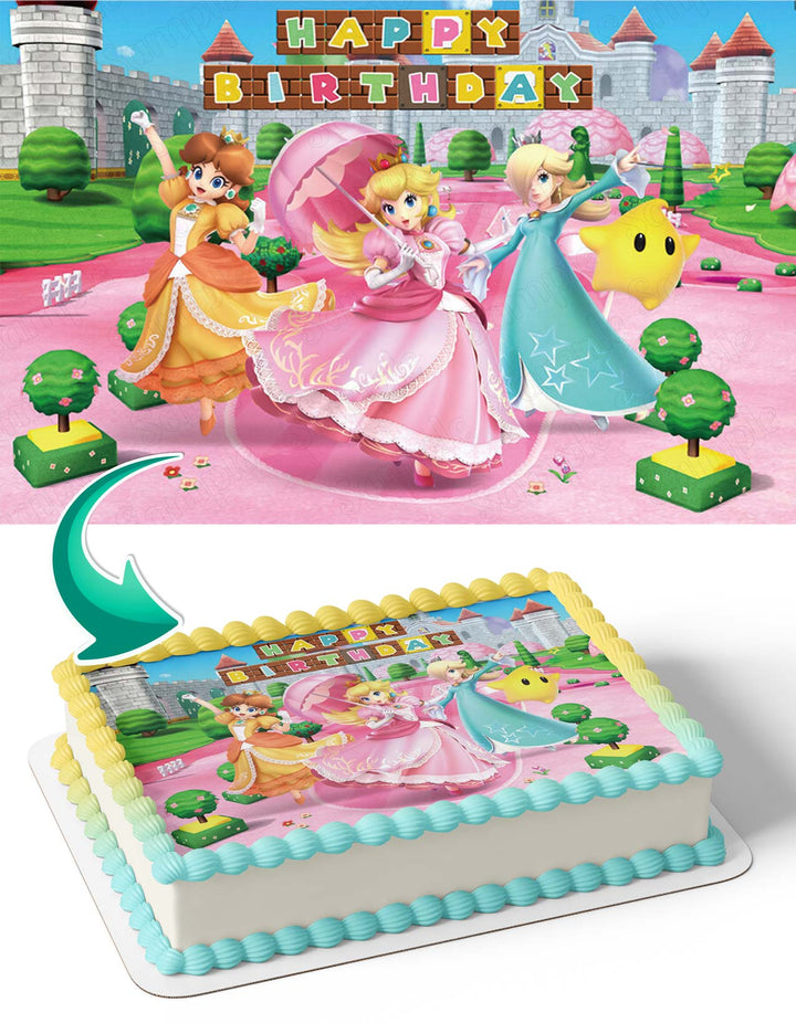 Mario Bros Princess Peach Rosalina Daisy Edible Cake Toppers