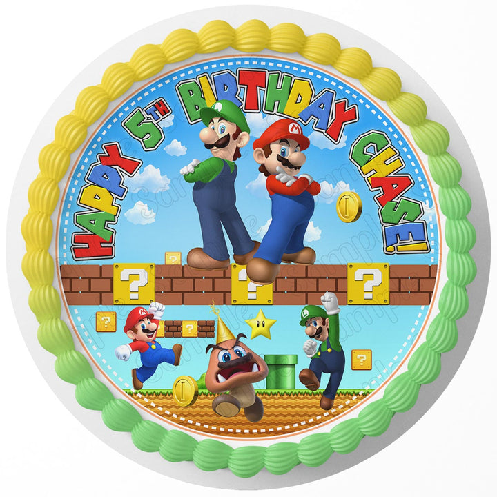 Mario Luigi Nintendo Edible Cake Toppers Round