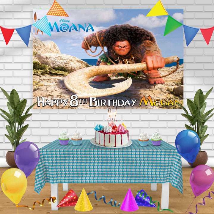 Maui de moana Birthday Banner Personalized Party Backdrop Decoration