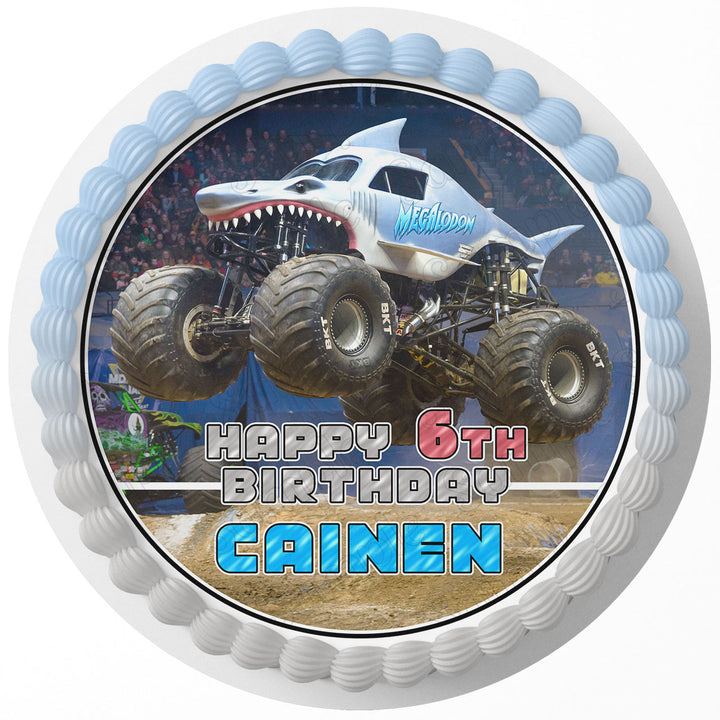 Megalodon Monster Jam Rd Edible Cake Toppers Round