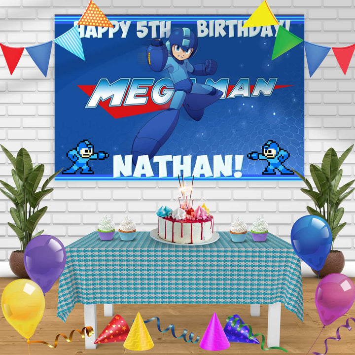 Megaman Birthday Banner Personalized Party Backdrop Decoration