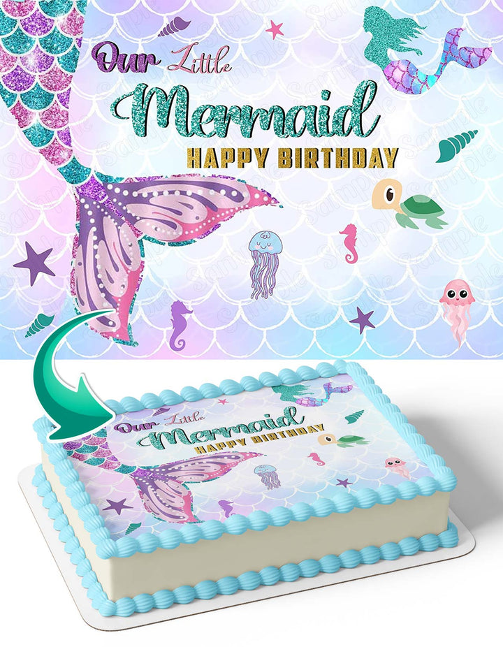 Mermaid Birthday Cute Princess Girl Edible Cake Toppers