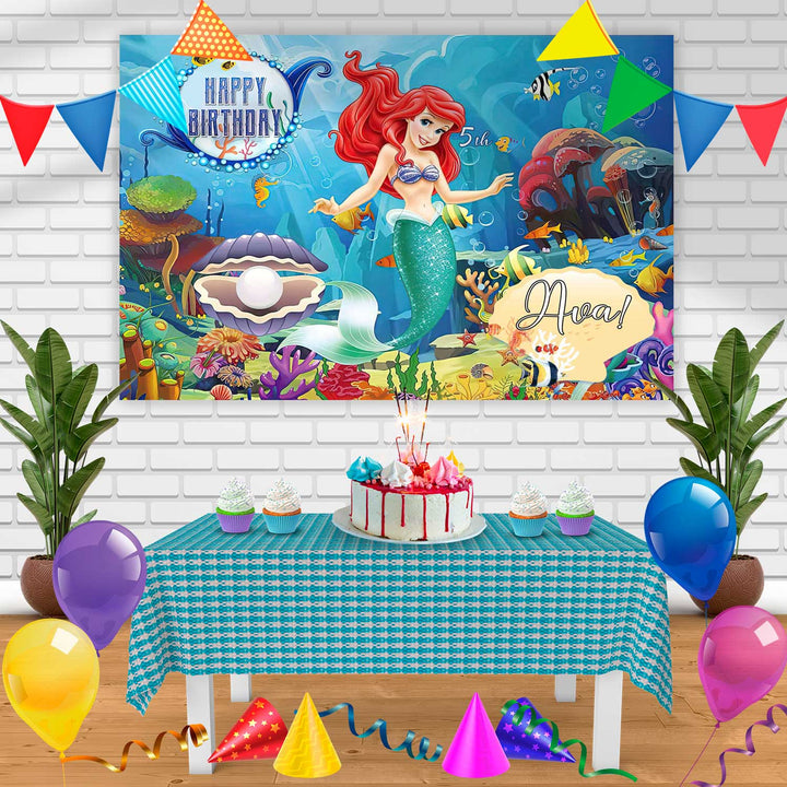 Mermaid Jk Birthday Banner Personalized Party Backdrop Decoration