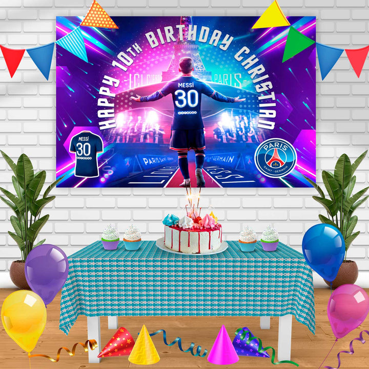 Messi Psg Birthday Banner Personalized Party Backdrop Decoration