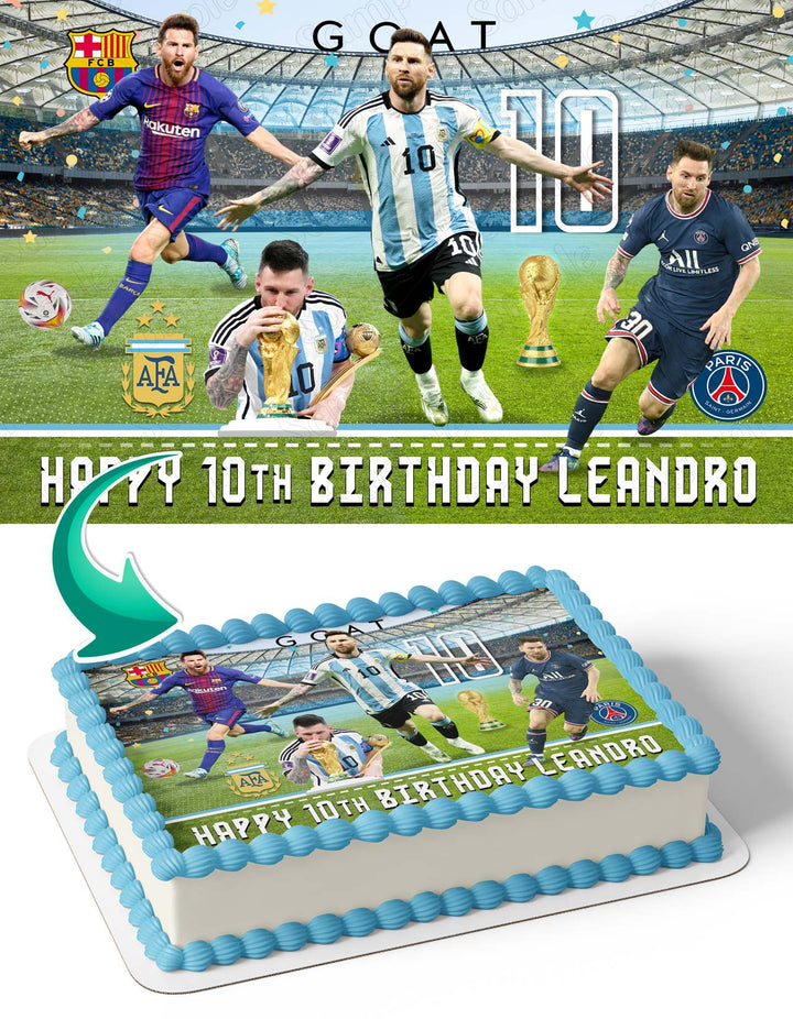 Messi Fc Barcelona PSG Argentina Edible Cake Toppers