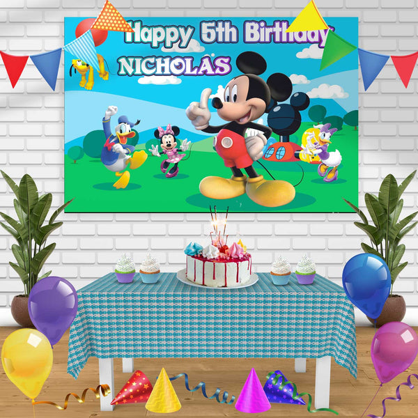 Mickey Birthday Banner Personalized Party Backdrop Decoration