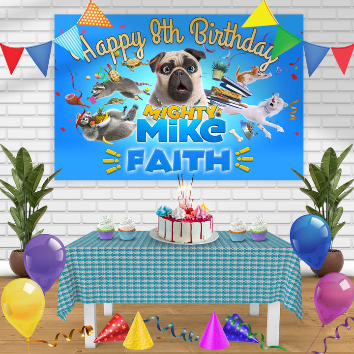 Mighty Mike Birthday Banner Personalized Party Backdrop Decoration